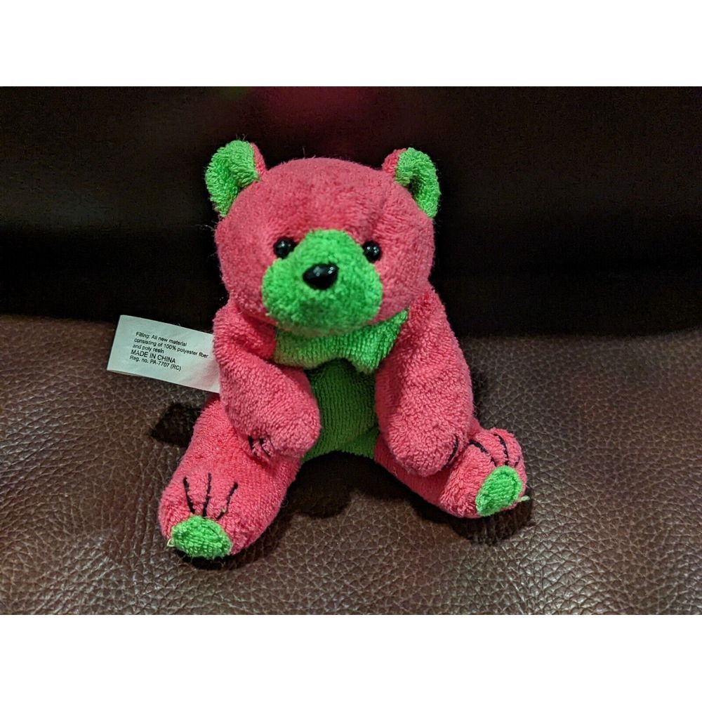 Limited Too Bear Pink Green‎ Terry Cloth Checkered 6" Plush Stuffed Animal